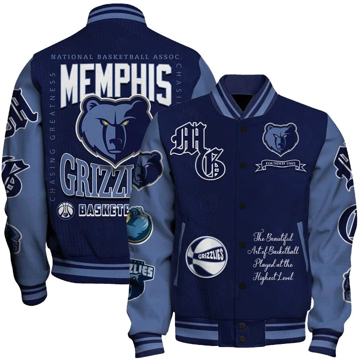 [HOT DEAL] NEW CUSTOMIZED NBA13 MGR MEMPHIS GRIZZLIES BASEBALL JACKET, SATIN VARSITY JACKET