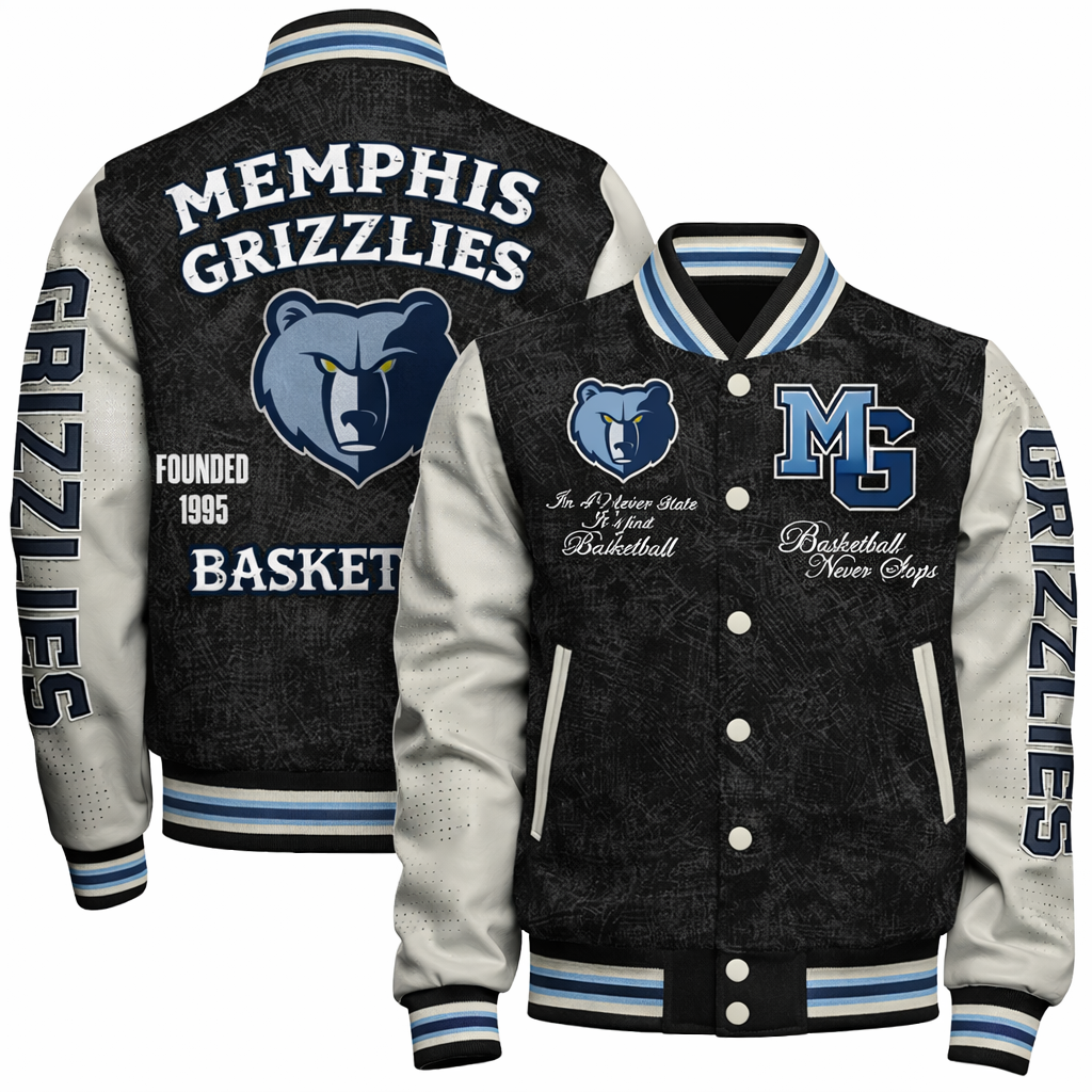 [HOT DEAL] NEW CUSTOMIZED NBA13 MGR MEMPHIS GRIZZLIES BASEBALL JACKET, SATIN VARSITY JACKET