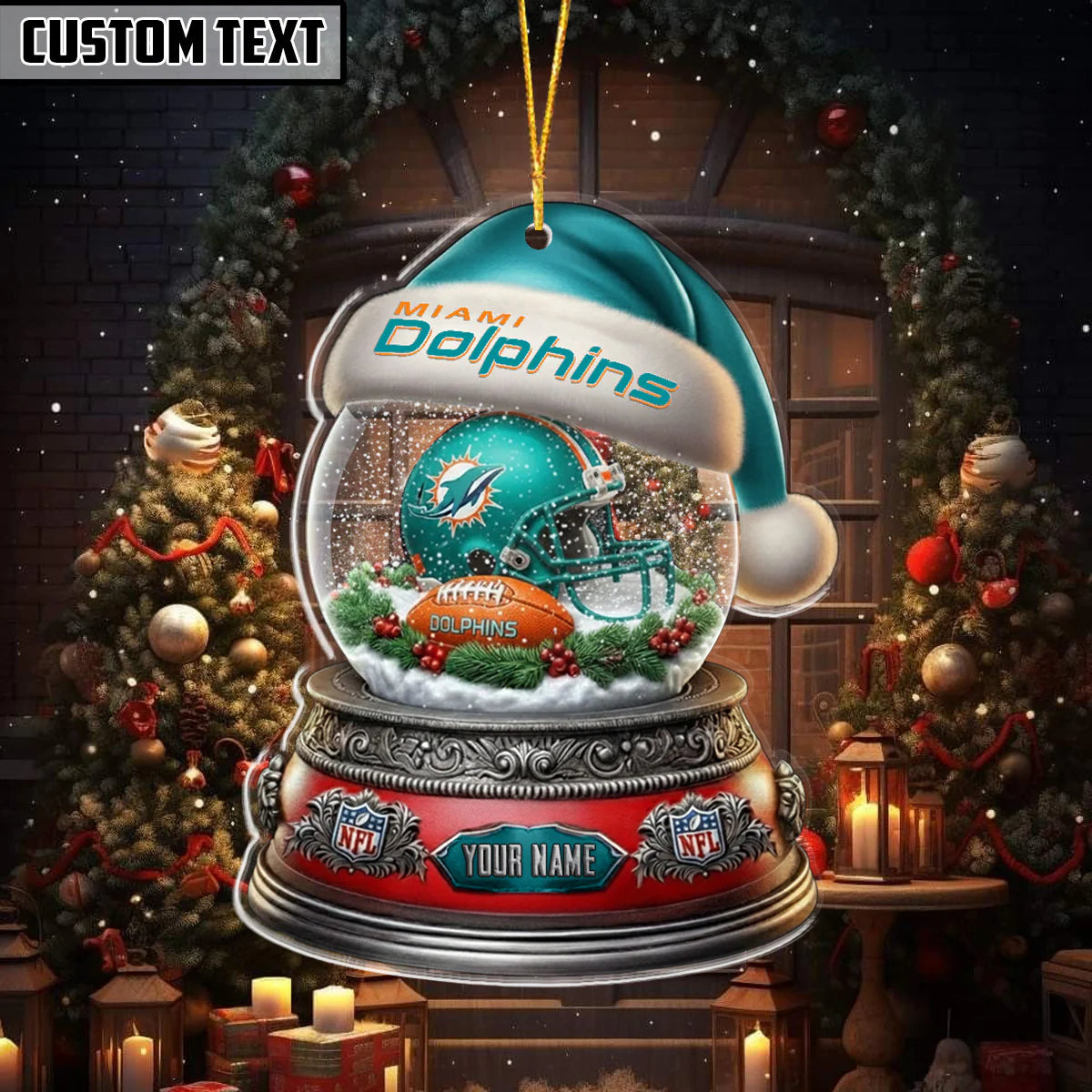 [SPECIAL OFFER] NEW CUSTOMIZED NFL19 MDP MIAMI DOLPHINS CHRISTMAS ACRYLIC ORNAMENT