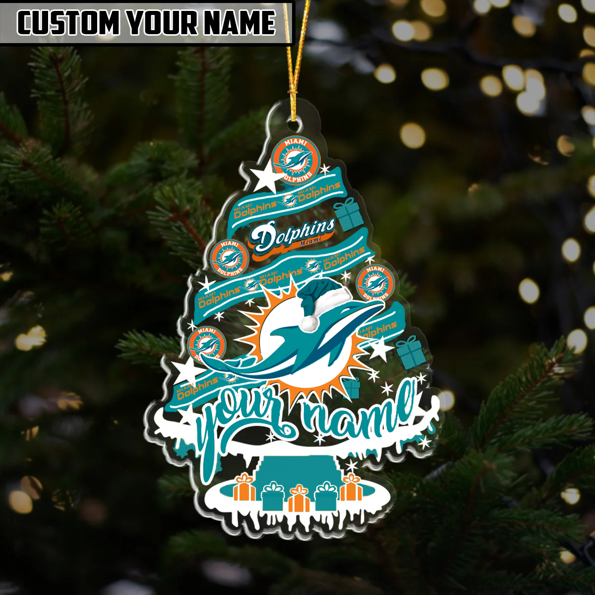 [SPECIAL OFFER] NEW CUSTOMIZED NFL19 MDP MIAMI DOLPHINS CHRISTMAS ACRYLIC ORNAMENT