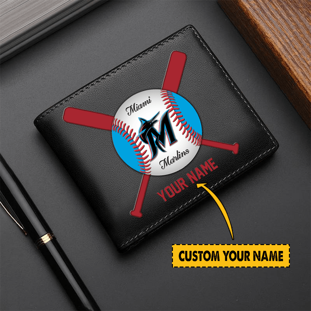 [FLASH SALE] NEW CUSTOMIZED MLB20 MMS MIAMI MARLINS LEATHER WALLET