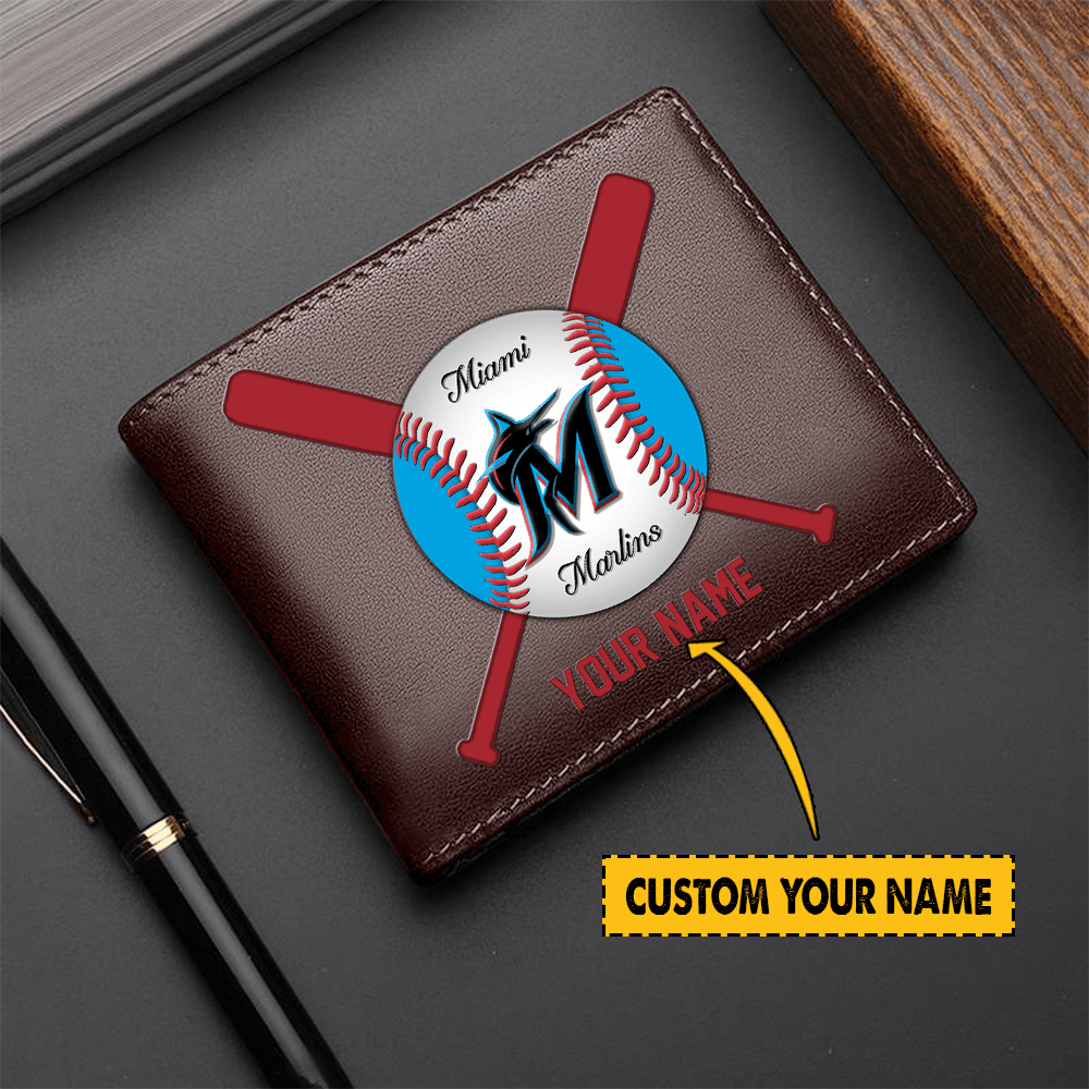 [FLASH SALE] NEW CUSTOMIZED MLB20 MMS MIAMI MARLINS LEATHER WALLET
