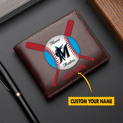 [FLASH SALE] NEW CUSTOMIZED MLB20 MMS MIAMI MARLINS LEATHER WALLET