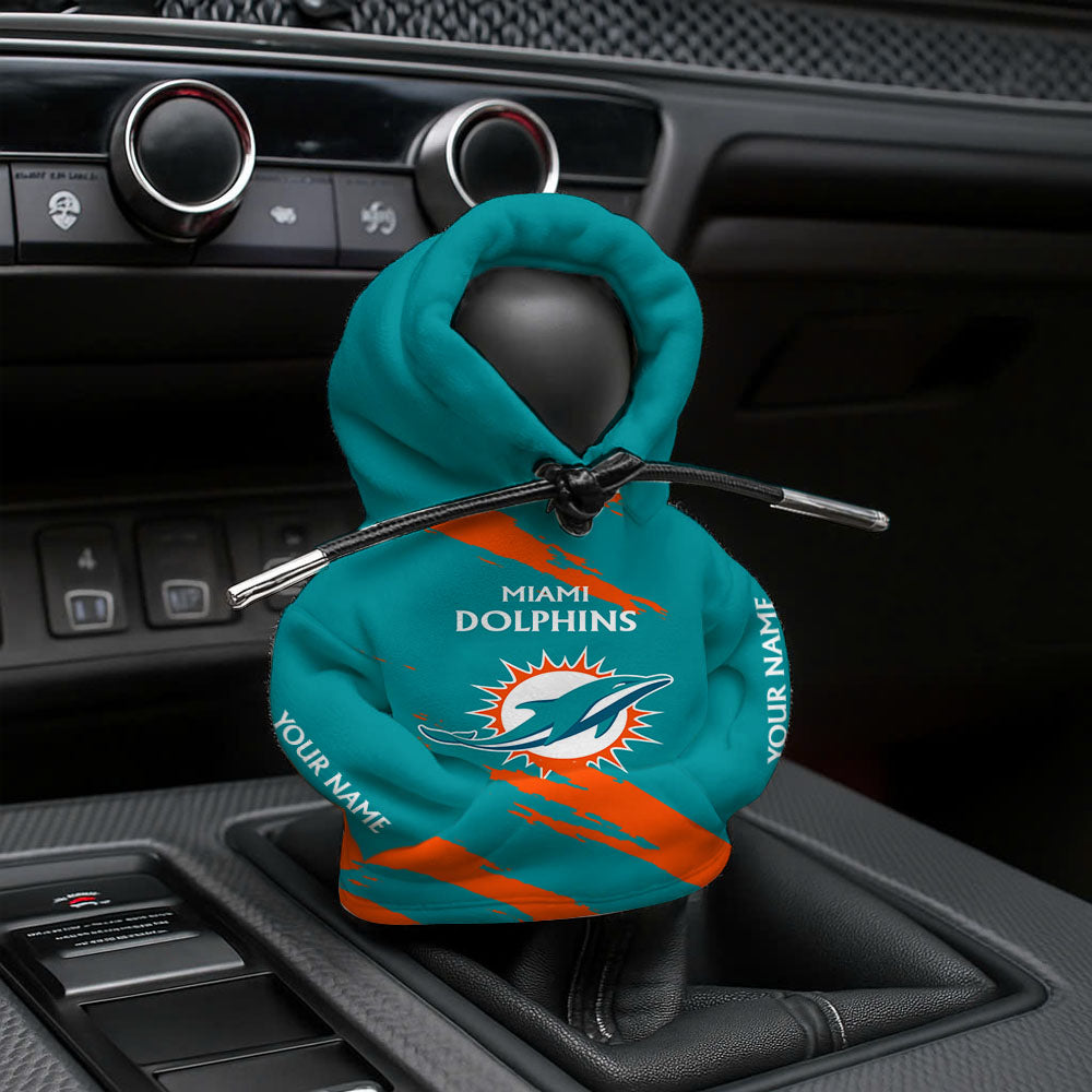 [SPECIAL OFFER] NEW CUSTOMIZED NFL19 MDP MIAMI DOLPHINS CAR HOODIE SHIFT KNOB COVER
