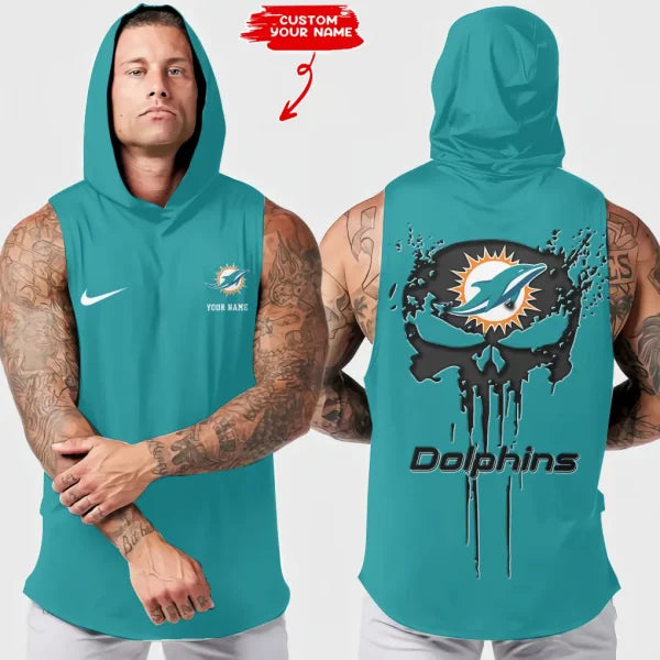 [SPECIAL OFFER] NEW CUSTOMIZED NFL19 MDP MIAMI DOLPHINS HOODED TANK TOP