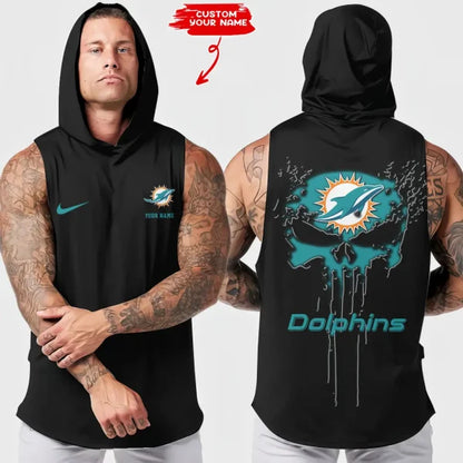 [SPECIAL OFFER] NEW CUSTOMIZED NFL19 MDP MIAMI DOLPHINS HOODED TANK TOP