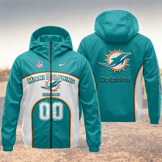 [SPECIAL OFFER] NEW CUSTOMIZED NFL19 MDP MIAMI DOLPHINS WINDBREAKER JACKET