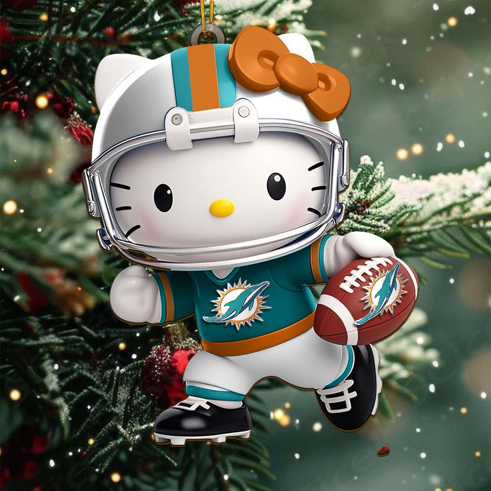 [SPECIAL OFFER] NEW CUSTOMIZED NFL19 MDP MIAMI DOLPHINS HELLO KITTY ACRYLIC ORNAMENT