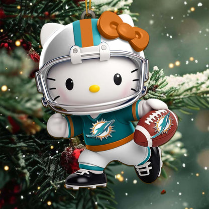 [SPECIAL OFFER] NEW CUSTOMIZED NFL19 MDP MIAMI DOLPHINS HELLO KITTY ACRYLIC ORNAMENT