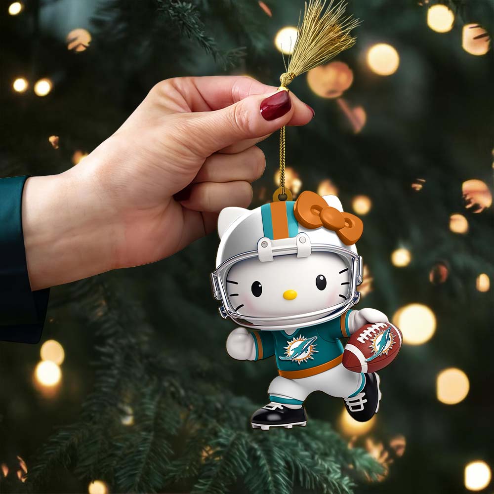 [SPECIAL OFFER] NEW CUSTOMIZED NFL19 MDP MIAMI DOLPHINS HELLO KITTY ACRYLIC ORNAMENT