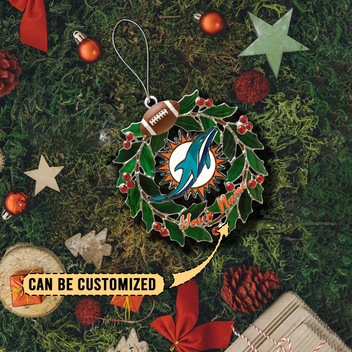 [SPECIAL OFFER] NEW CUSTOMIZED NFL19 MDP MIAMI DOLPHINS CHRISTMAS ACRYLIC ORNAMENT