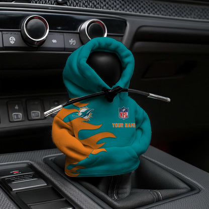 [SPECIAL OFFER] NEW CUSTOMIZED NFL19 MDP MIAMI DOLPHINS CAR HOODIE SHIFT KNOB COVER