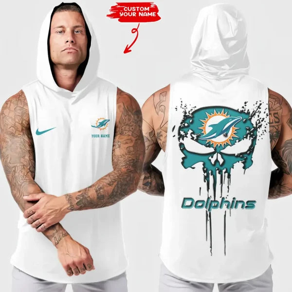 [SPECIAL OFFER] NEW CUSTOMIZED NFL19 MDP MIAMI DOLPHINS HOODED TANK TOP