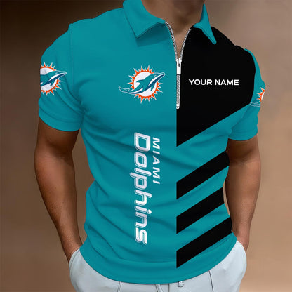 [SPECIAL OFFER] NEW CUSTOMIZED NFL19 MDP MIAMI DOLPHINS ZIP POLO SHIRT