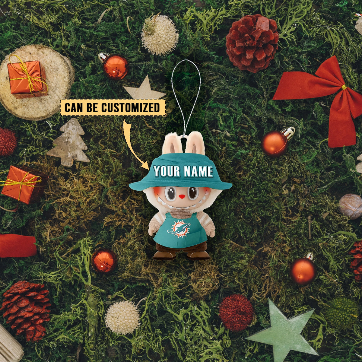 [SPECIAL OFFER] NEW CUSTOMIZED NFL19 MDP MIAMI DOLPHINS LABUBU CHRISTMAS ACRYLIC ORNAMENT