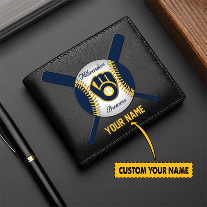 [FLASH SALE] NEW CUSTOMIZED MLB15 MBS MILWAUKEE BREWERS LEATHER WALLET