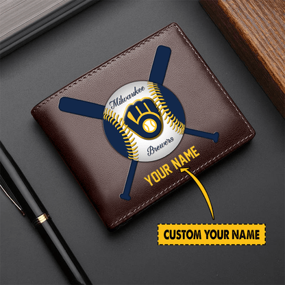 [FLASH SALE] NEW CUSTOMIZED MLB15 MBS MILWAUKEE BREWERS LEATHER WALLET