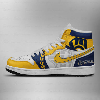 [FLASH SALE] NEW CUSTOMIZED MLB15 MW BREWERS AIR JORDAN SNEAKERS