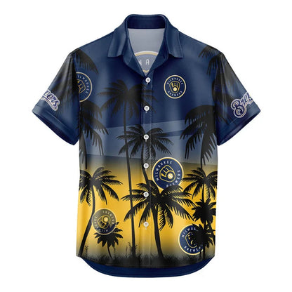 [FLASH SALE] NEW CUSTOMIZED MLB15 MBS MILWAUKEE BREWERS UNISEX HAWAIIAN SHIRT & SHORTS SET