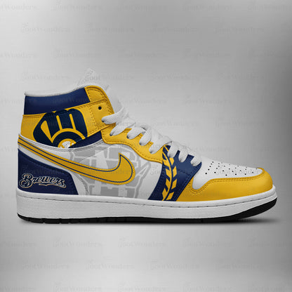 [FLASH SALE] NEW CUSTOMIZED MLB15 MW BREWERS AIR JORDAN SNEAKERS