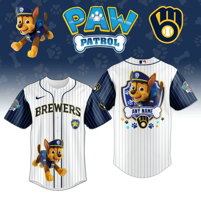 [FLASH SALE] NEW CUSTOMIZED MLB15 MBS MILWAUKEE BREWERS x PAW PATROL BASEBALL JERSEY & CAP