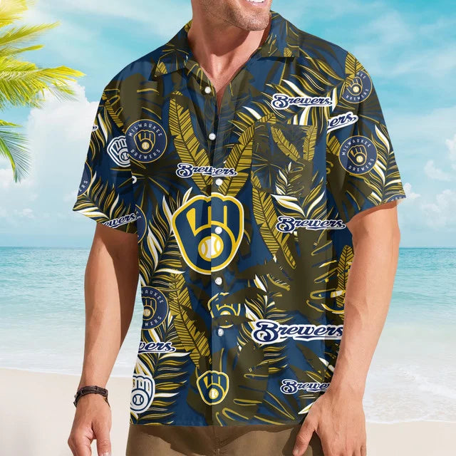[FLASH SALE] NEW CUSTOMIZED MLB15 MBS MILWAUKEE BREWERS UNISEX HAWAIIAN SHIRT
