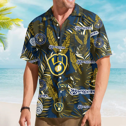 [FLASH SALE] NEW CUSTOMIZED MLB15 MBS MILWAUKEE BREWERS UNISEX HAWAIIAN SHIRT