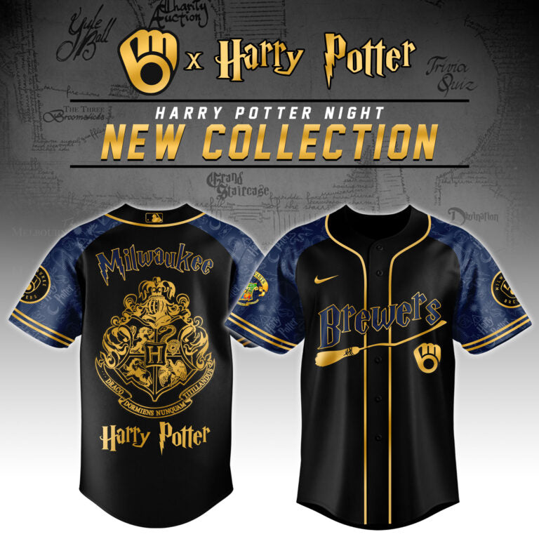 [FLASH SALE] NEW CUSTOMIZED MLB15 MW BREWERS x HARRY POTTER BASEBALL JERSEY & CAP