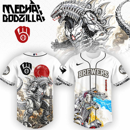 [FLASH SALE] NEW CUSTOMIZED MLB15 MW BREWERS x GODZILLA BASEBALL JERSEY