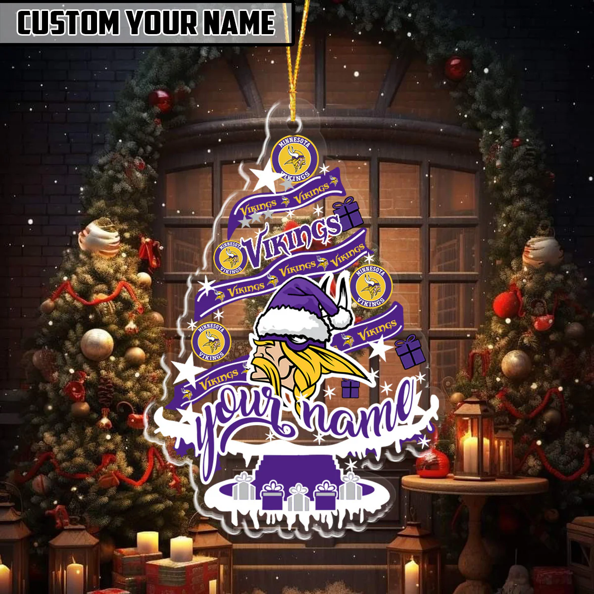 [SPECIAL OFFER] NEW CUSTOMIZED NFL05 MVK MINNESOTA VIKINGS CHRISTMAS ACRYLIC ORNAMENT