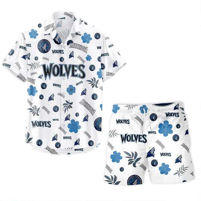 [HOT DEAL] NEW CUSTOMIZED NBA05 MTW MINNESOTA TIMBERWOLVES UNISEX HAWAIIAN SHIRT & SHORTS SET