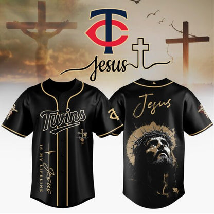 [FLASH SALE] NEW CUSTOMIZED MLB22 MTS MINNESOTA TWINS x JESUS CHRIST BASEBALL JERSEY