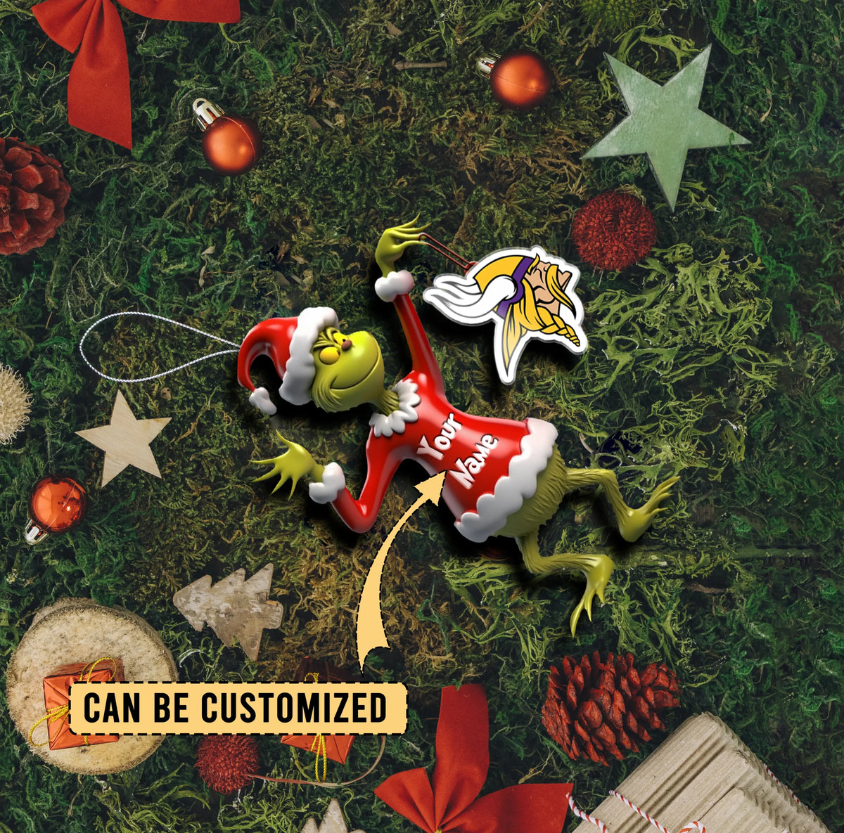 [SPECIAL OFFER] NEW CUSTOMIZED NFL05 MVK MINNESOTA VIKINGS CHRISTMAS ACRYLIC ORNAMENT