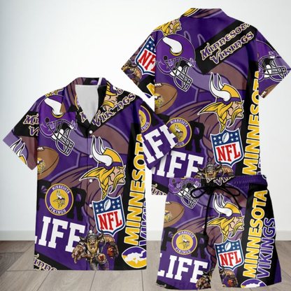 [SPECIAL OFFER] NEW CUSTOMIZED NFL05 MVK MINNESOTA VIKINGS UNISEX HAWAIIAN SHIRT & SHORTS SET