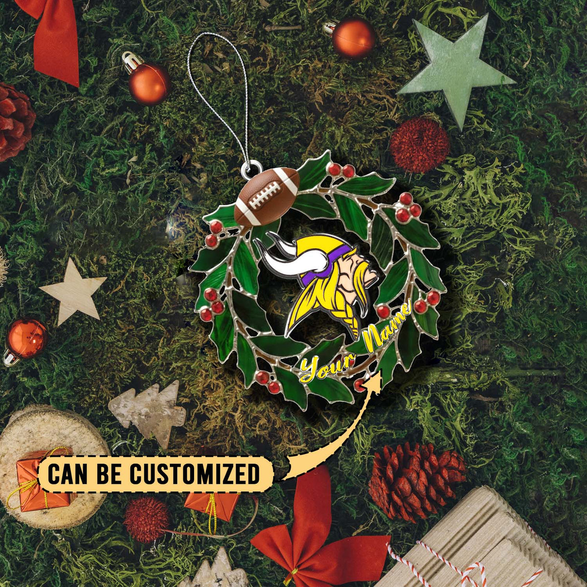 [SPECIAL OFFER] NEW CUSTOMIZED NFL05 MVK MINNESOTA VIKINGS CHRISTMAS ACRYLIC ORNAMENT