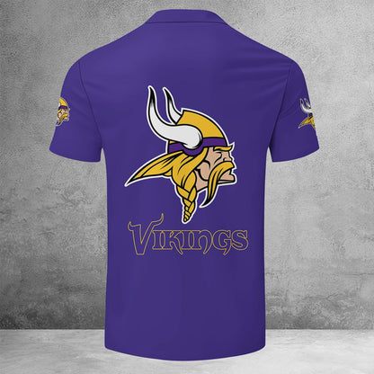[SPECIAL OFFER] NEW CUSTOMIZED NFL05 MVK MINNESOTA VIKINGS ZIP POLO SHIRT