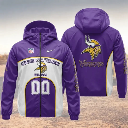 [SPECIAL OFFER] NEW CUSTOMIZED NFL05 MVK MINNESOTA VIKINGS WINDBREAKER JACKET