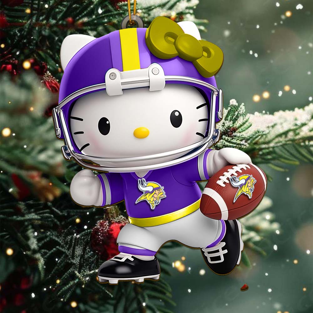 [SPECIAL OFFER] NEW CUSTOMIZED NFL05 MVK MINNESOTA VIKINGS HELLO KITTY ACRYLIC ORNAMENT