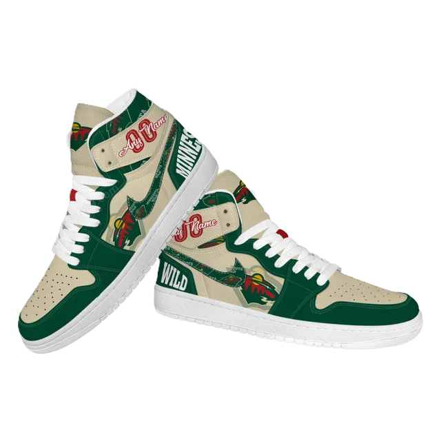 [SUPER SALE] NEW CUSTOMIZED NHL13 MN WILD AIR JORDAN SNEAKERS