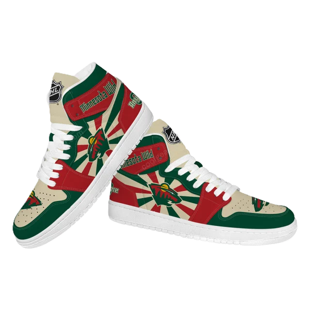 [SUPER SALE] NEW CUSTOMIZED NHL13 MN WILD AIR JORDAN SNEAKERS