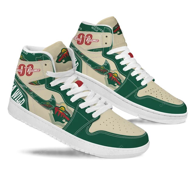 [SUPER SALE] NEW CUSTOMIZED NHL13 MN WILD AIR JORDAN SNEAKERS