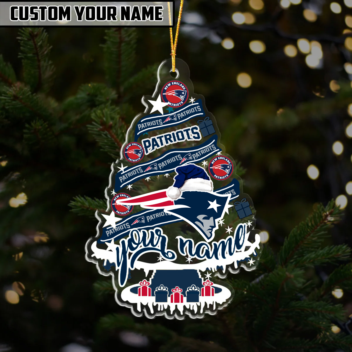 [SPECIAL OFFER] NEW CUSTOMIZED NFL27 NEP NEW ENGLAND PATRIOTS CHRISTMAS ACRYLIC ORNAMENT