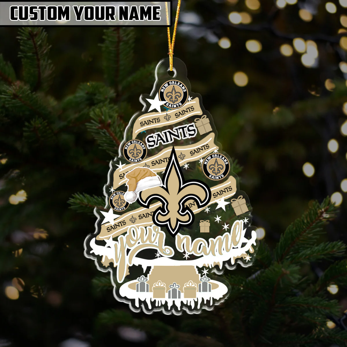 [SPECIAL OFFER] NEW CUSTOMIZED NFL24 NOS NEW ORLEANS SAINTS CHRISTMAS ACRYLIC ORNAMENT