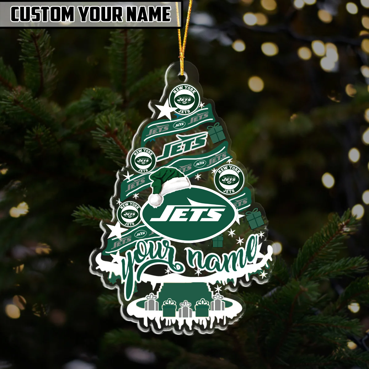 [SPECIAL OFFER] NEW CUSTOMIZED NFL25 NYJ NEW YORK JETS CHRISTMAS ACRYLIC ORNAMENT