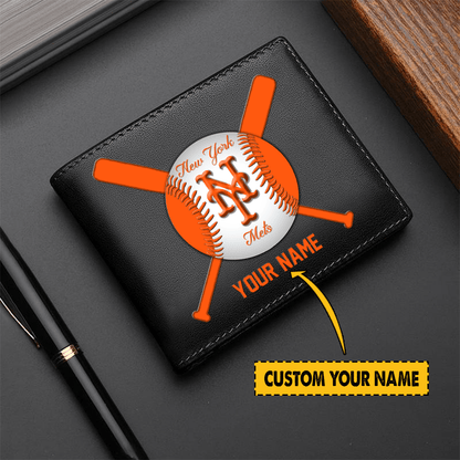 [FLASH SALE] NEW CUSTOMIZED MLB17 NYM NEW YORK METS LEATHER WALLET