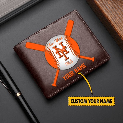 [FLASH SALE] NEW CUSTOMIZED MLB17 NYM NEW YORK METS LEATHER WALLET
