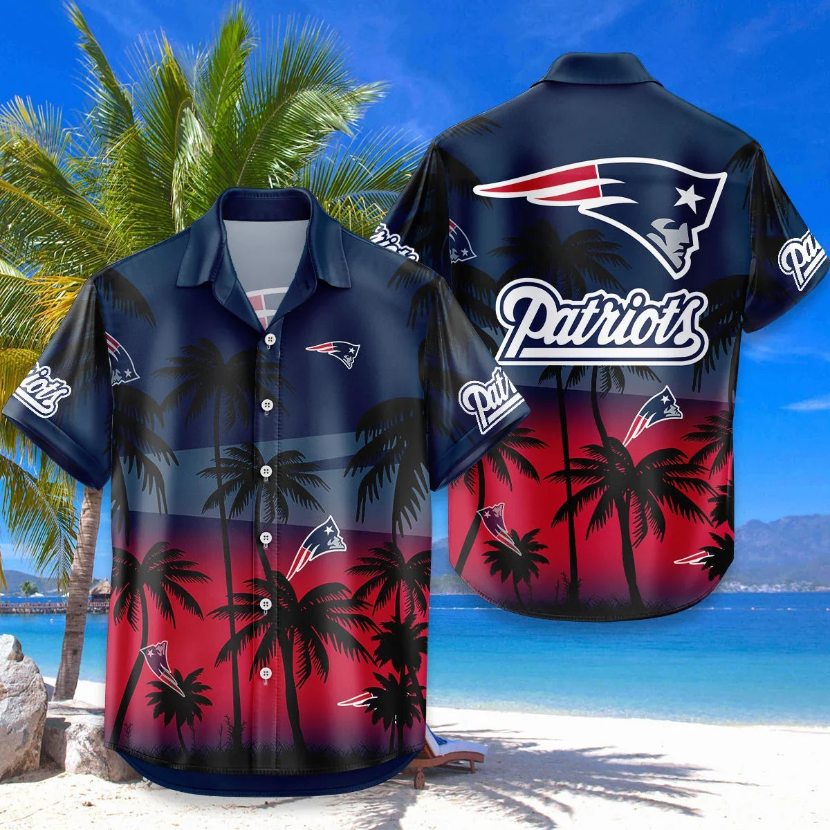 [SPECIAL OFFER] NEW CUSTOMIZED NFL27 NEP NEW ENGLAND PATRIOTS UNISEX HAWAIIAN SHIRT & SHORTS SET