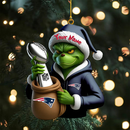 [SPECIAL OFFER] NEW CUSTOMIZED NFL27 NEP NEW ENGLAND PATRIOTS CHRISTMAS ACRYLIC ORNAMENT