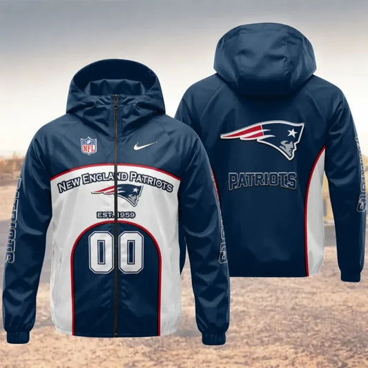 [SPECIAL OFFER] NEW CUSTOMIZED NFL27 NEP NEW ENGLAND PATRIOTS WINDBREAKER JACKET