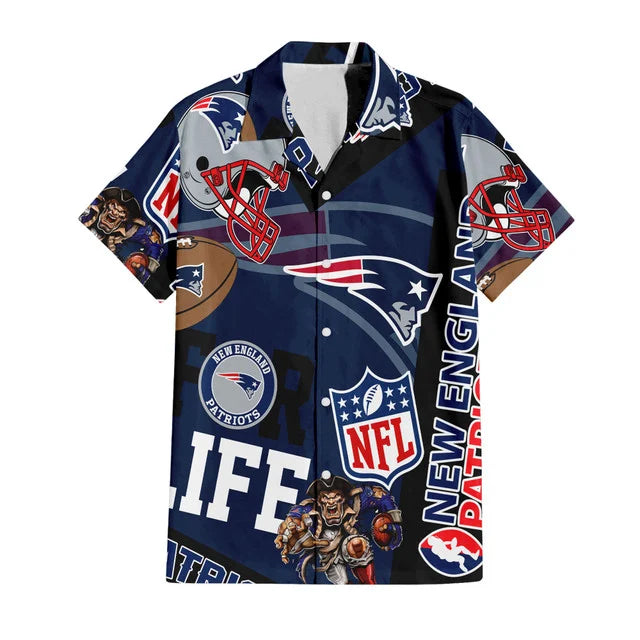[SPECIAL OFFER] NEW CUSTOMIZED NFL27 NEP NEW ENGLAND PATRIOTS UNISEX HAWAIIAN SHIRT & SHORTS SET